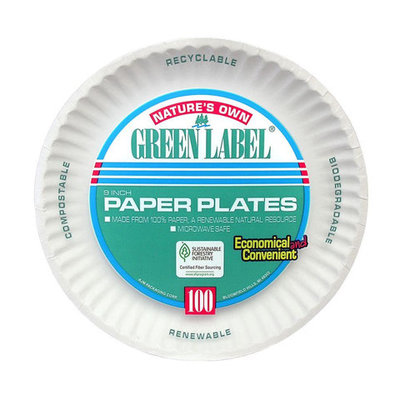 9' PAPER PLATES PLAIN UNCOATED GREEN